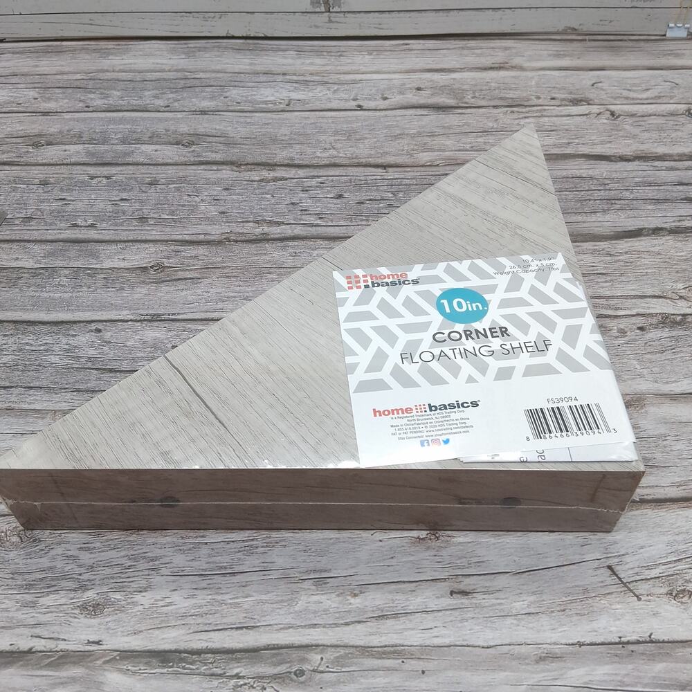 Home basics 10 In. Corner Floating Shelf 2 Pk Composite Wood 7Lb Weight Capacity - Picture 3 of 13